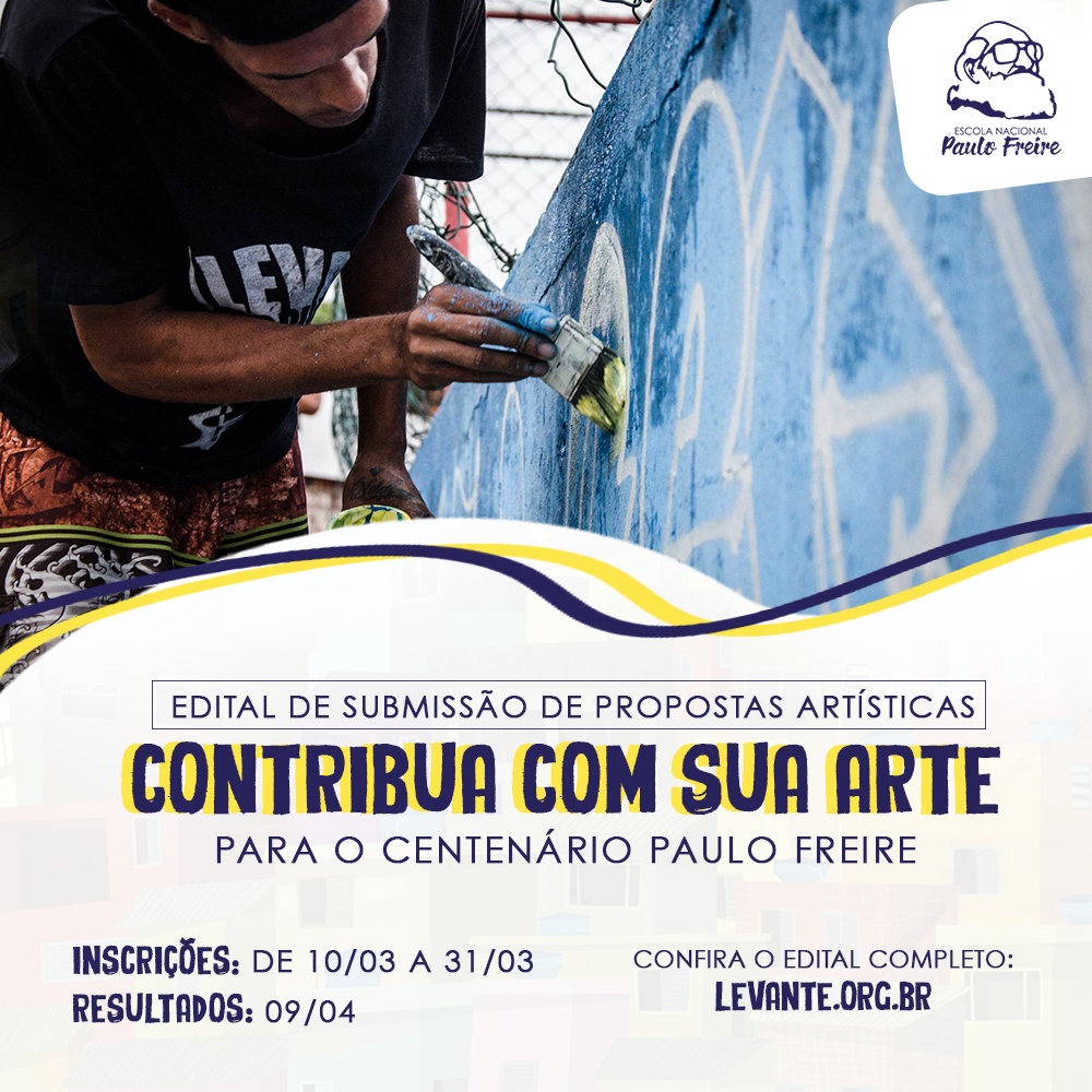 Read more about the article CONTRIBUA COM SUA ARTE PARA O CENTENÁRIO PAULO FREIRE!